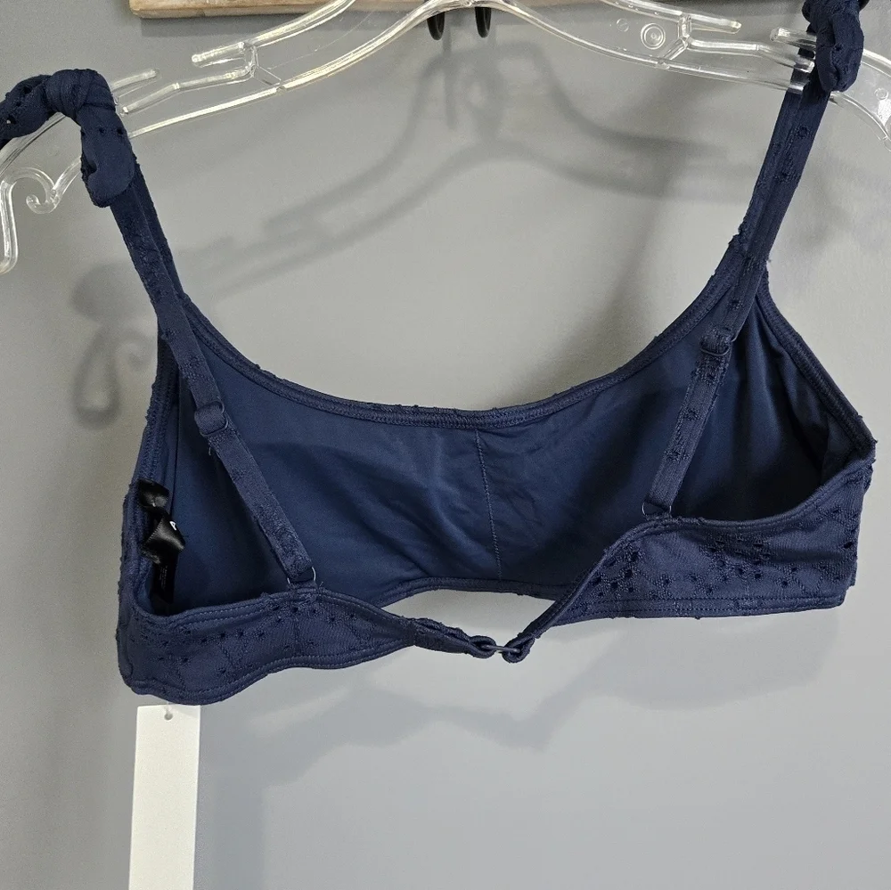 Aqua Blue Textured Bikini Top, Xsmall